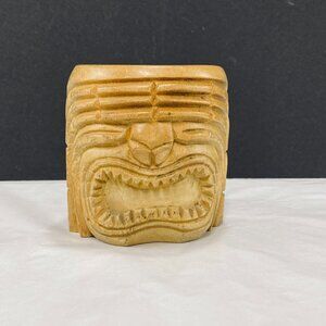 Vintage Hand Carved Wood Mug Tiki Face Decor Philippines